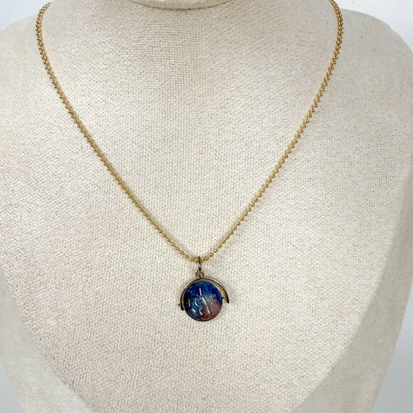 Marc Jacobs I Love You Spinning Pendant Necklace 18K Gold Plated Ball Chain - Picture 1 of 3